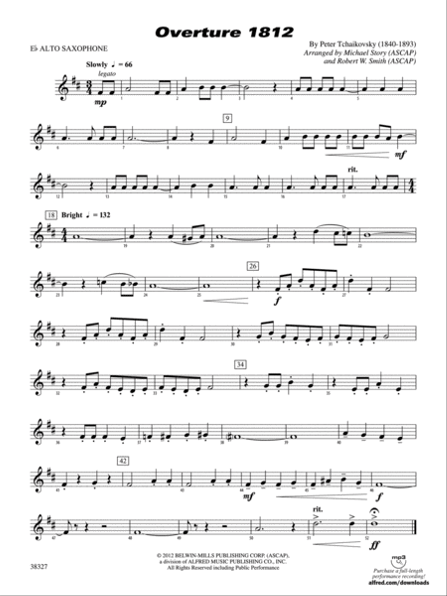 Overture 1812: E-flat Alto Saxophone Concert Band scores gallery preview page 1