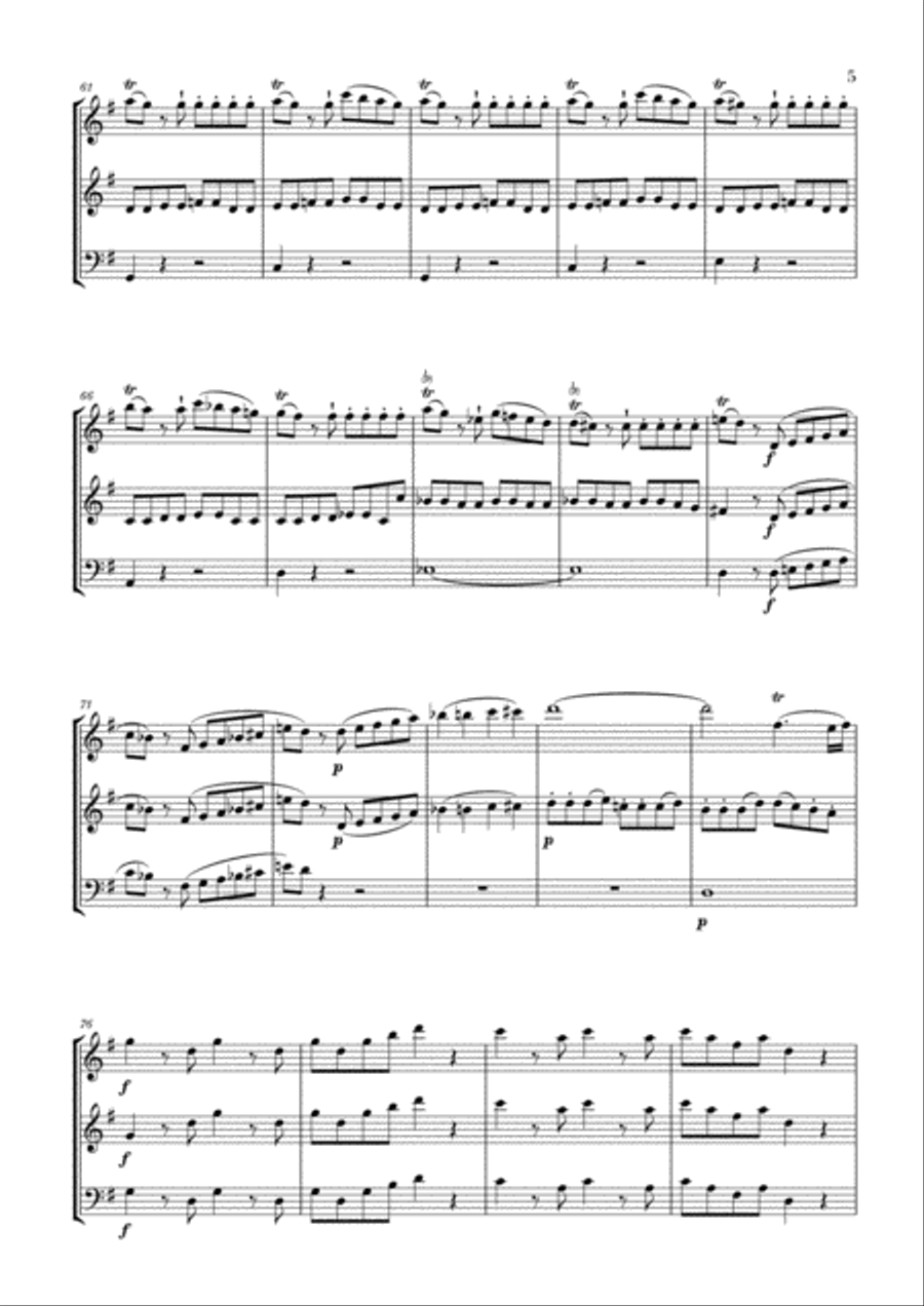 Eine Kleine Nachtmusik for 2 Flutes and Cello Woodwind Trio scores gallery preview page 5