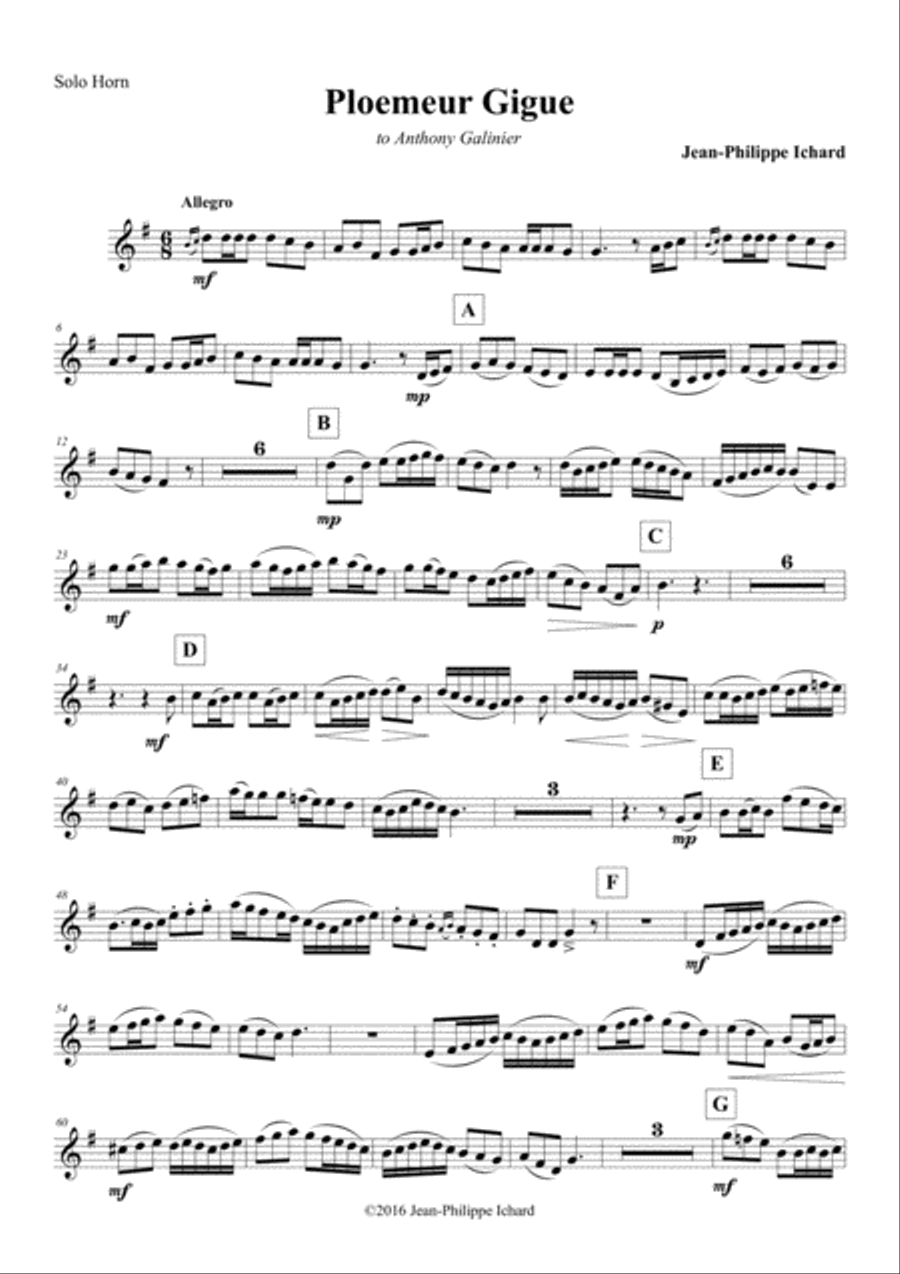 Ploemeur Gigue - Solo Tenor Part Horn scores gallery preview page 1