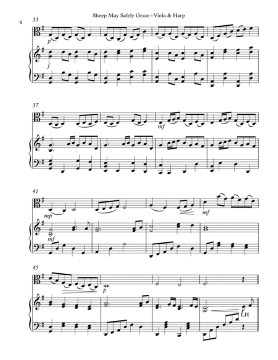 Sheep May Safely Graze, Duet for Viola & Harp String Duet scores gallery preview page 4