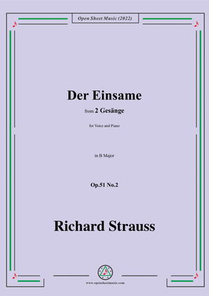 Book cover for Richard Strauss-Der Einsame,in B Major,Op.51 No.2