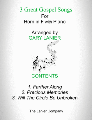 Book cover for 3 GREAT GOSPEL SONGS (for Horn in F with Piano - Instrument Part included)