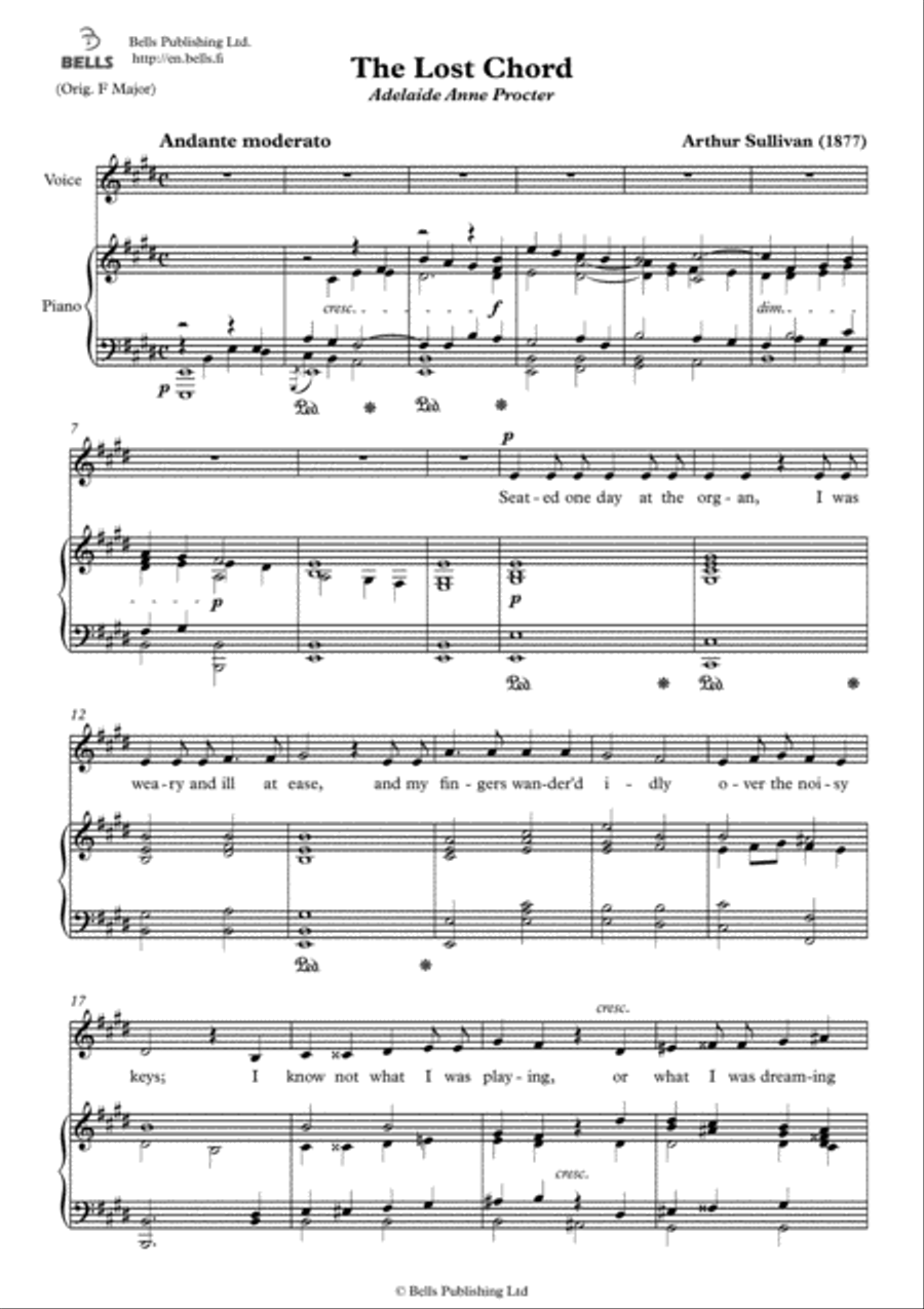 The Lost Chord (E Major) The Lost Chord (E Major) Voice Solo scores gallery preview page 1