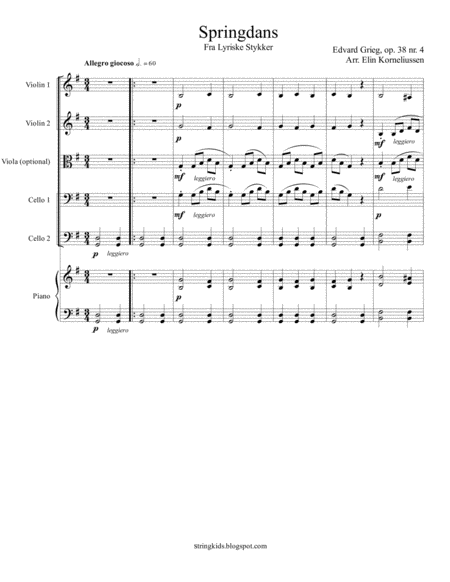 Edvard Grieg Lyric Pieces for String Orchestra: Springdans, op. 38 no. 4