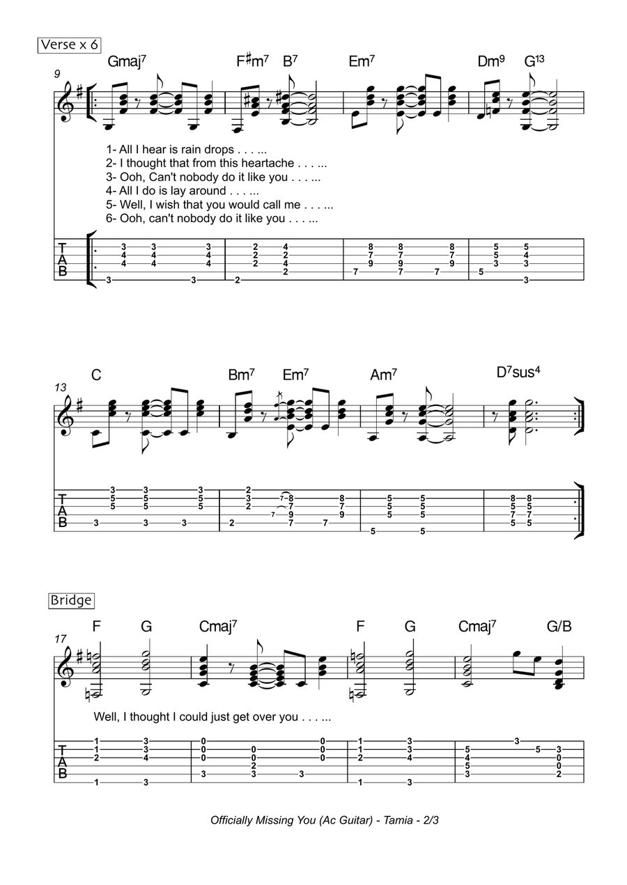Officially Missing You Guitar Tablature scores gallery preview page 2