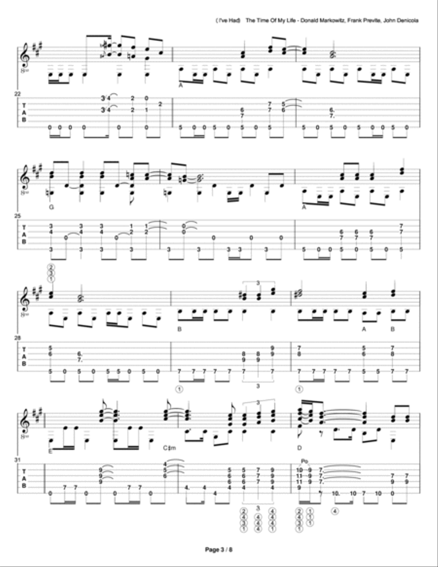 (i've Had) The Time Of My Life Guitar Solo scores gallery preview page 3