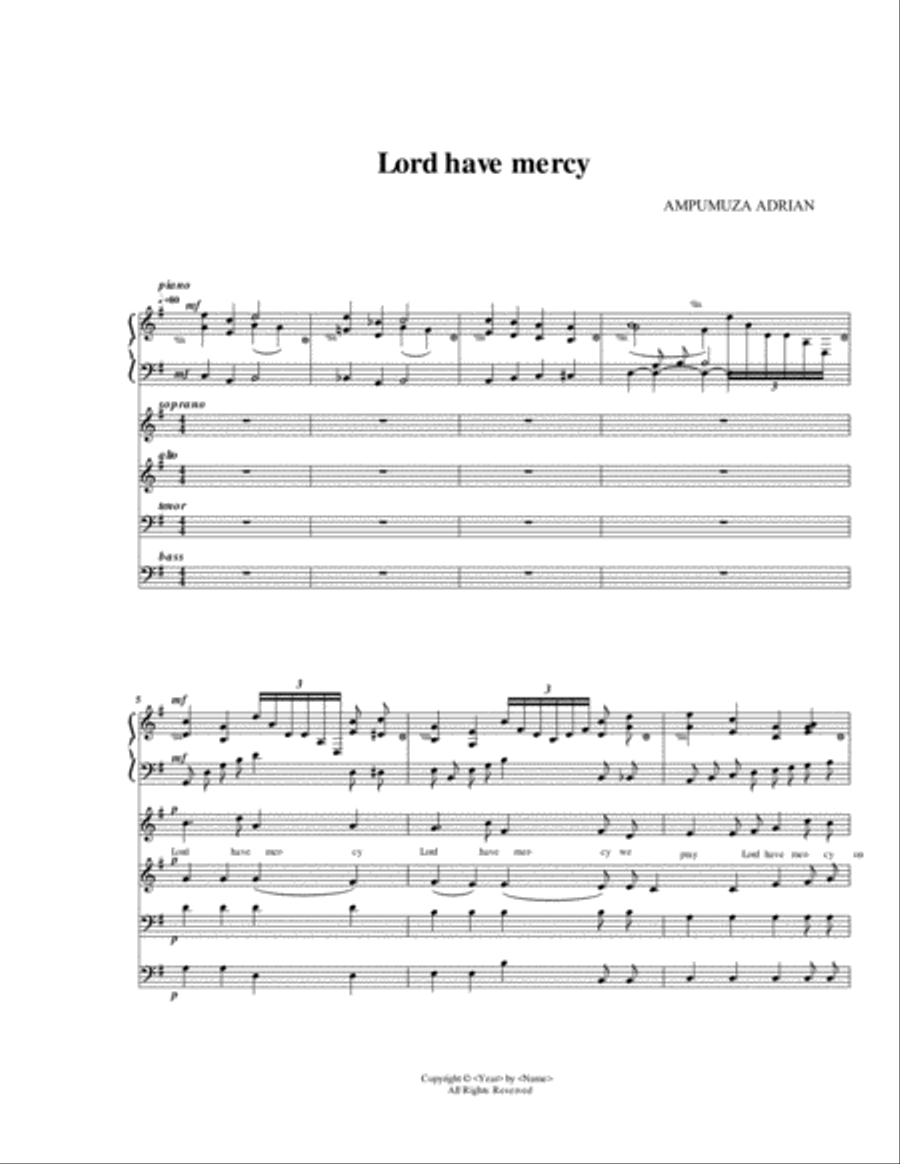 Lord have mercy, Sacred music for the mass 4-Part scores gallery preview page 1
