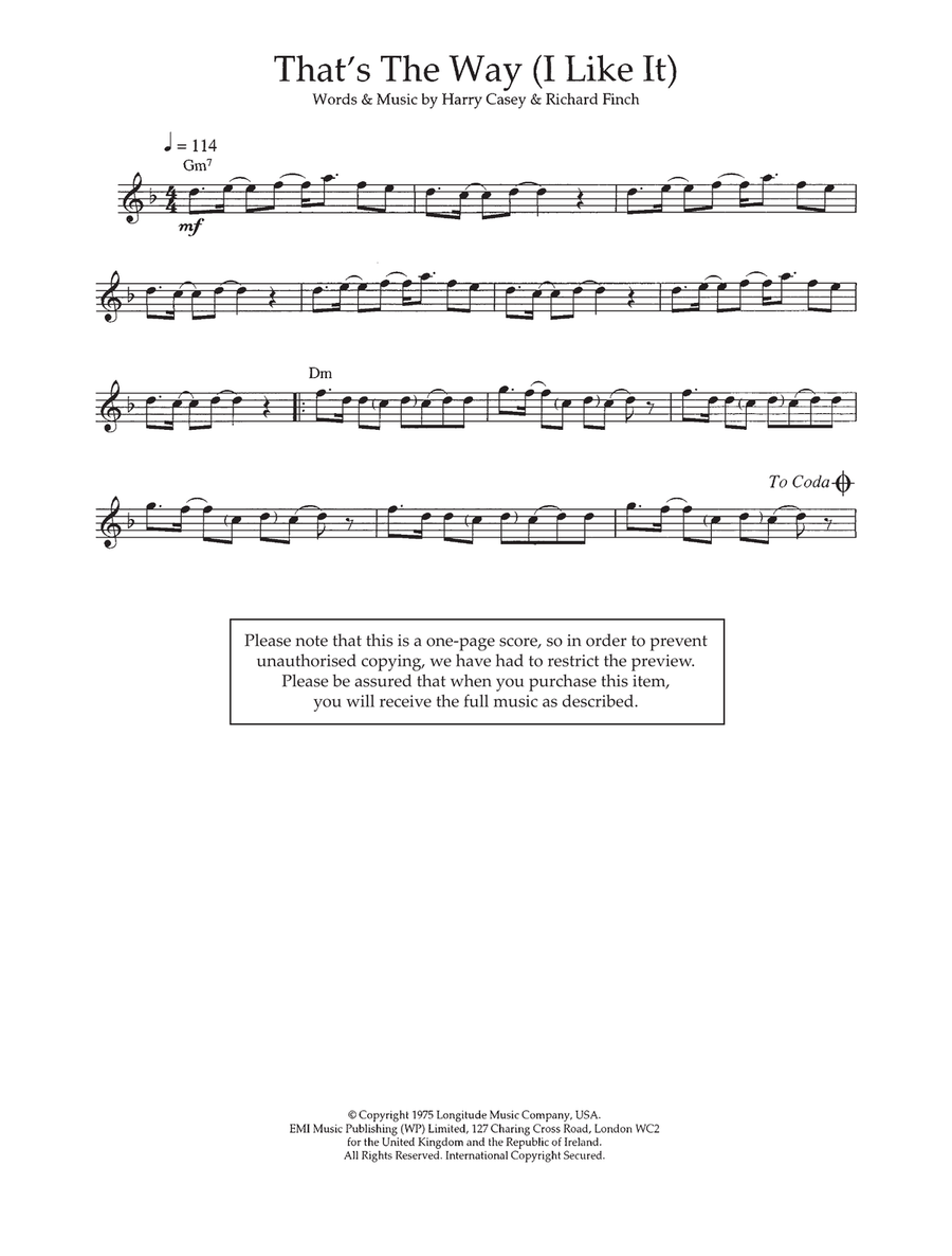 That's The Way (I Like It) Flute Solo scores gallery preview page 1