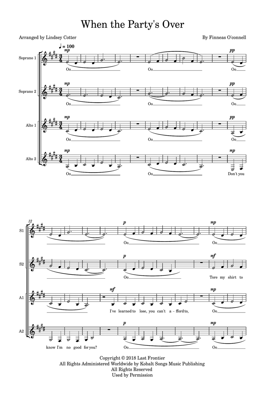 When The Party's Over SSAA scores gallery preview page 1