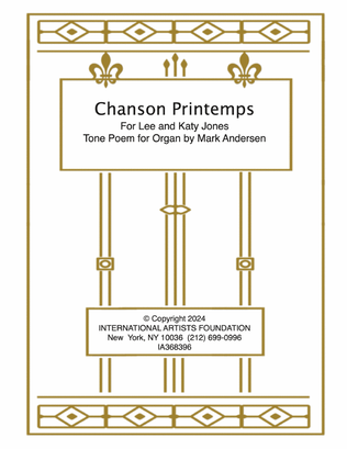 Book cover for Chanson Printemps for organ by Mark Andersen