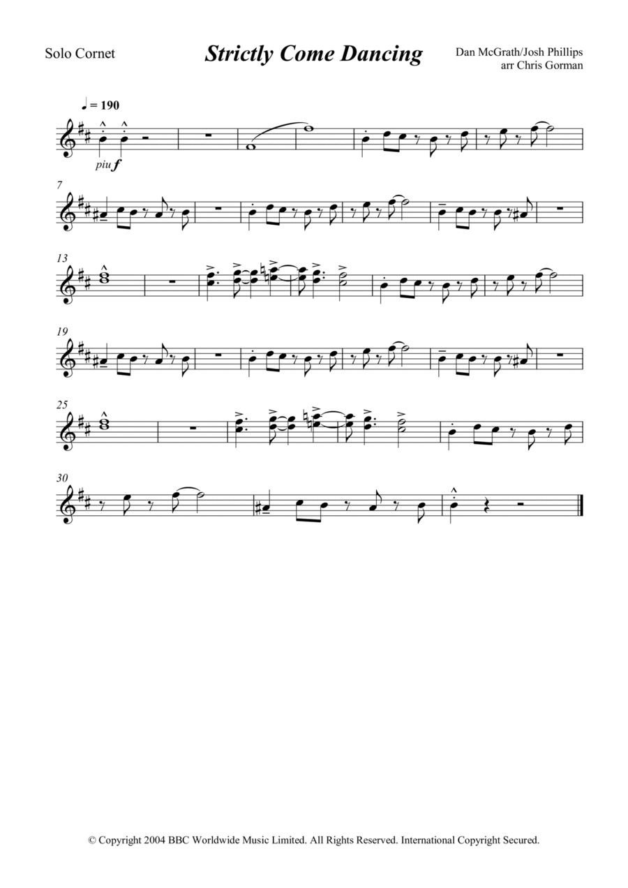 Strictly Come Dancing Brass Band scores gallery preview page 1