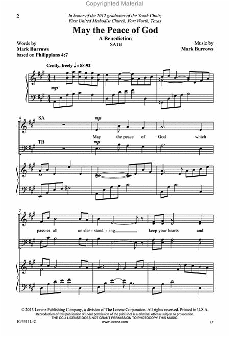 May the Peace of God May the Peace of God 4-Part scores gallery preview page 2