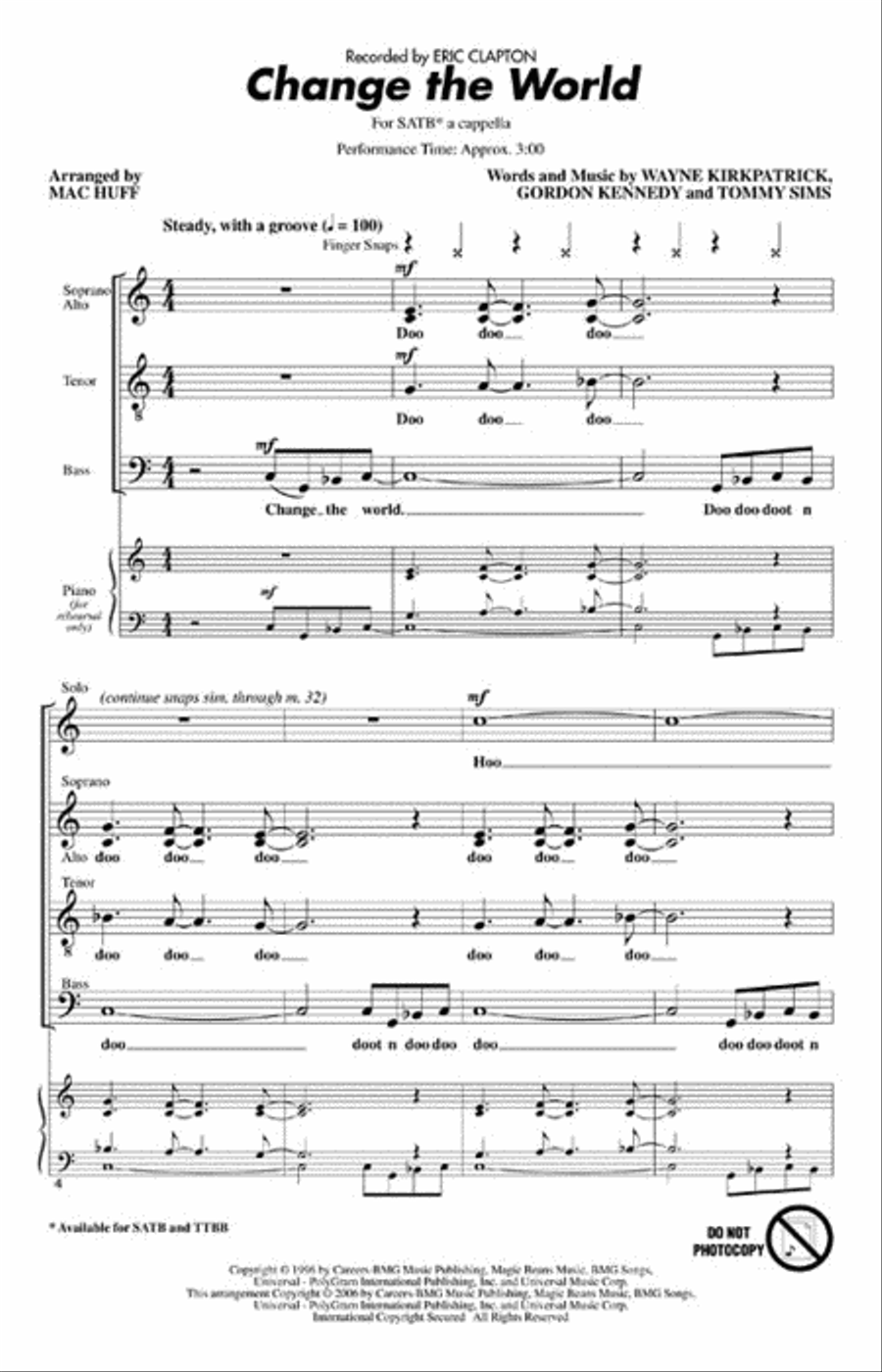 Change the World Change the World 4-Part scores gallery preview page 2