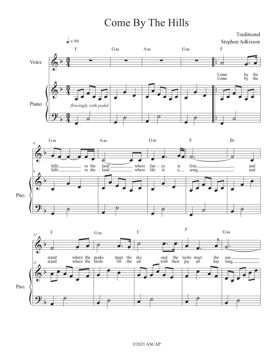 Come By The Hills Voice scores gallery preview page 1