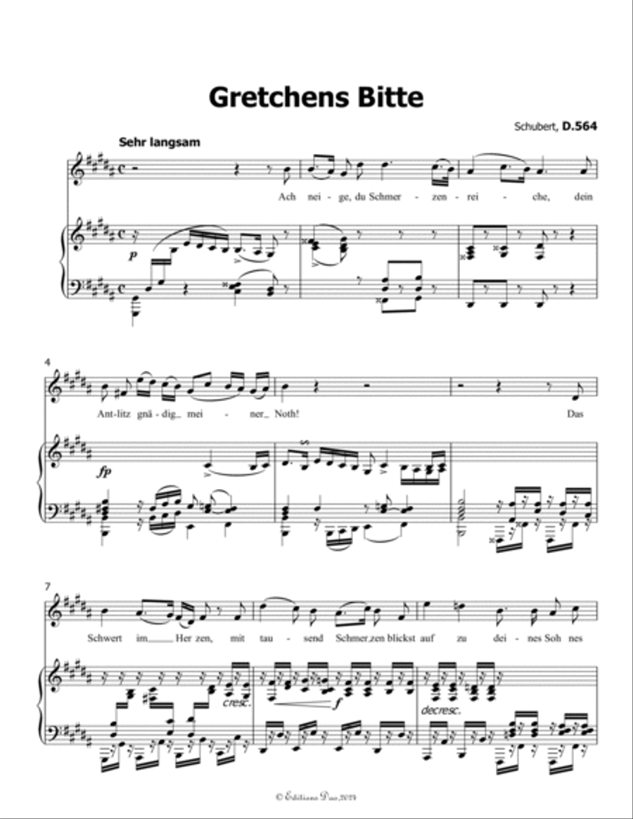 Gretchens Bitte, by Schubert, D.564, in B Major Voice scores gallery preview page 3