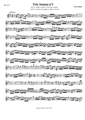 Trio sonata nº1 in G Major for flute, violin & cello/viola or 2 violins cello/viola and continuo (P