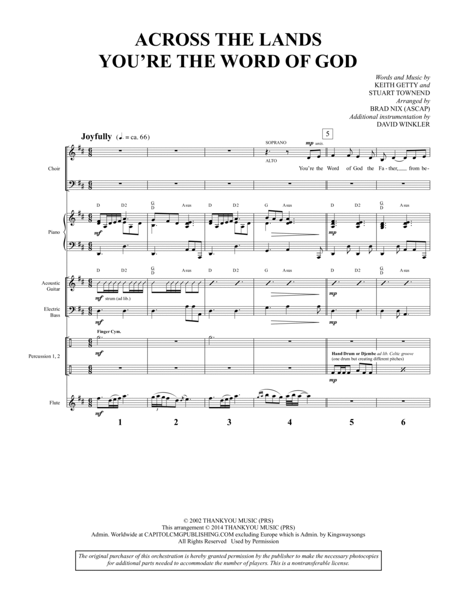 Across the Lands You're the Word of God - Full Score