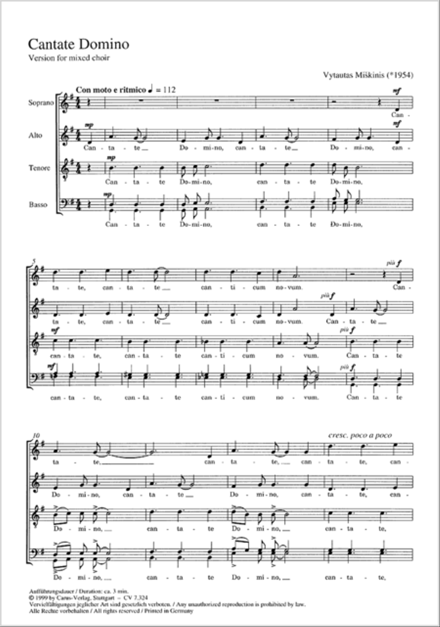 Cantate Domino (Singet dem Herrn) Choir scores gallery preview page 1