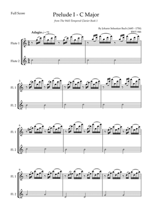 Prelude 1 in C Major BWV 846 (from Well-Tempered Clavier Book 1) for Flute Duo