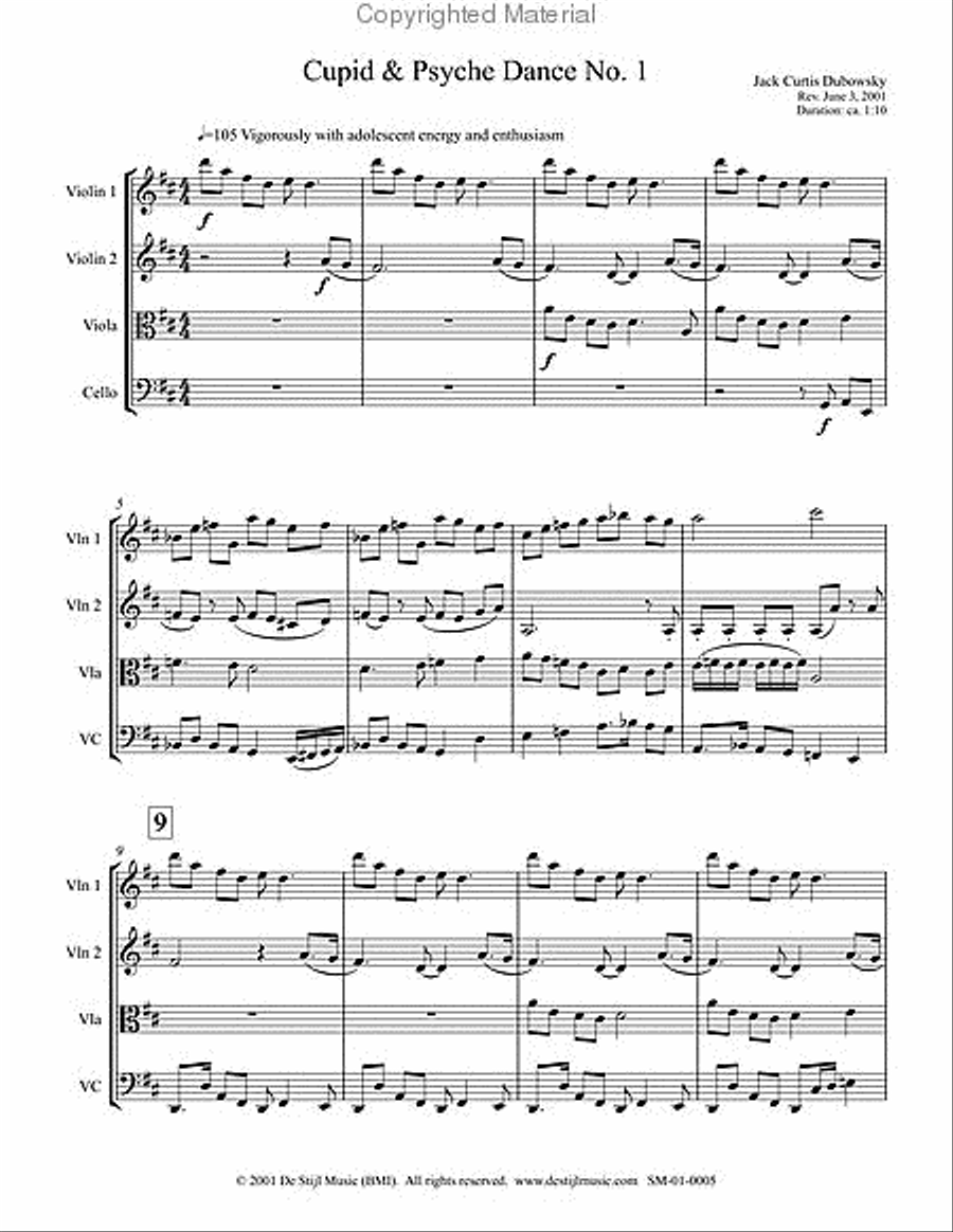 Cupid & Psyche Dance No.1 String Quartet scores gallery preview page 2