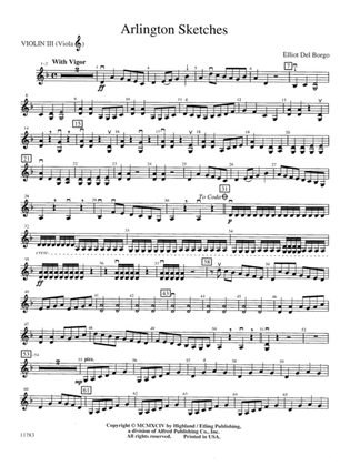 Book cover for Arlington Sketches: 3rd Violin (Viola [TC])