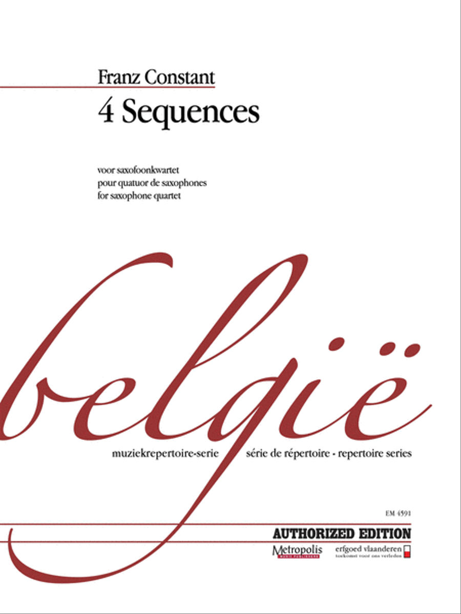 4 Sequences for Saxophone Quartet (Score and Parts) Saxophone Quartet scores gallery preview page 1
