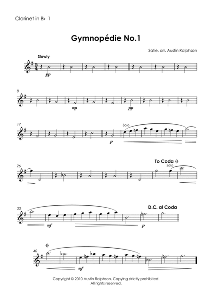 Gymnopedie No.1 - clarinet quintet image number null