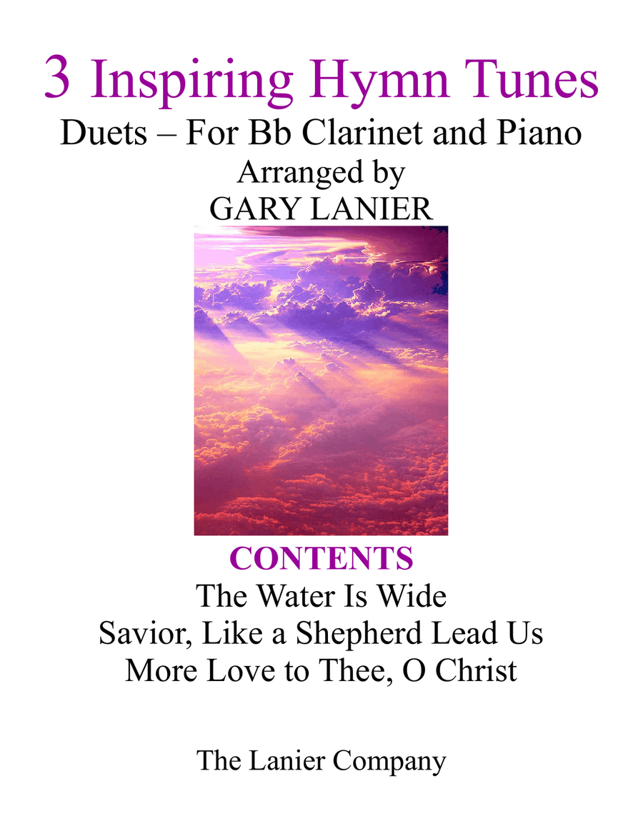 Gary Lanier: 3 Inspiring Hymn Tunes (Duets for Bb Clarinet & Piano) B-Flat Clarinet scores gallery preview page 1