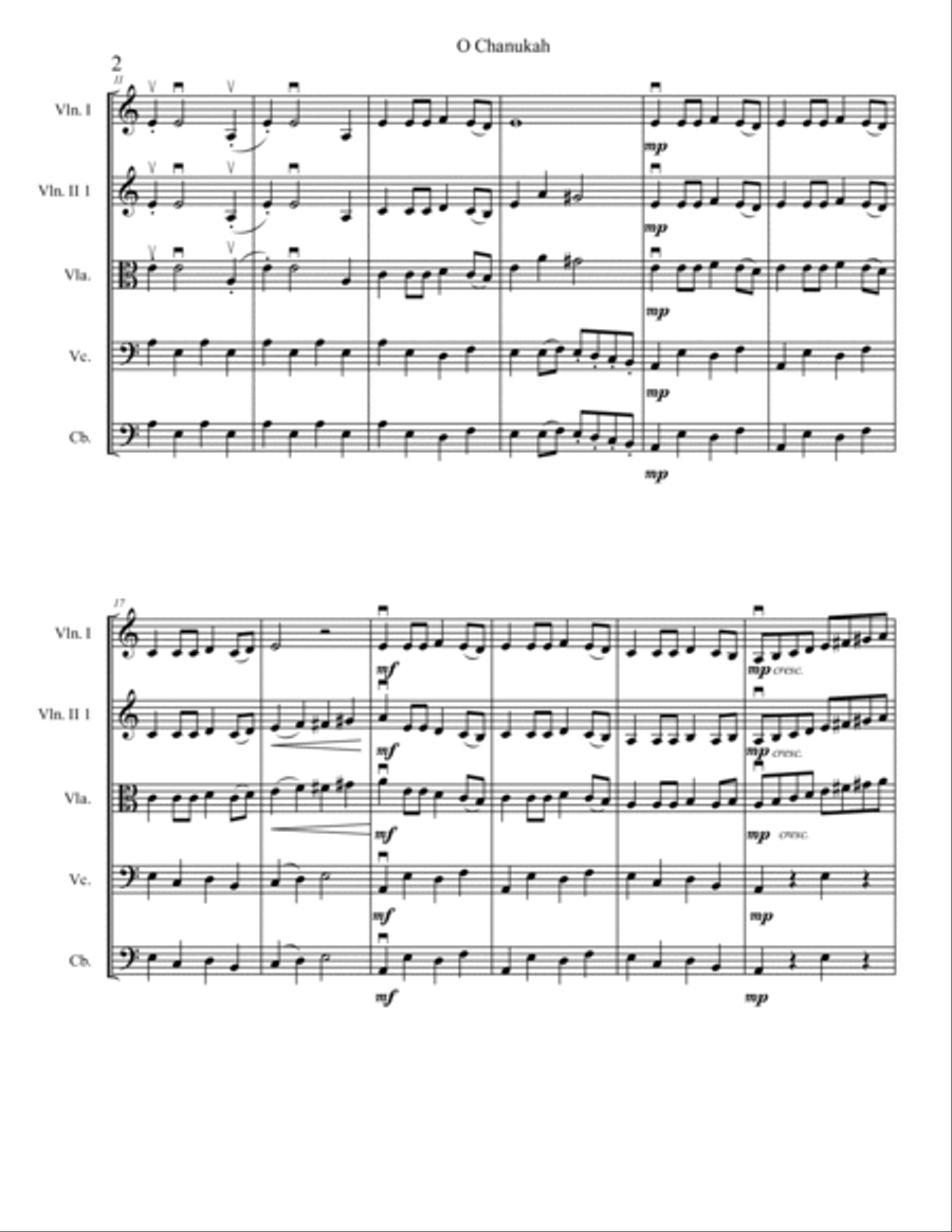O Chanukah O Chanukah String Quartet scores gallery preview page 2