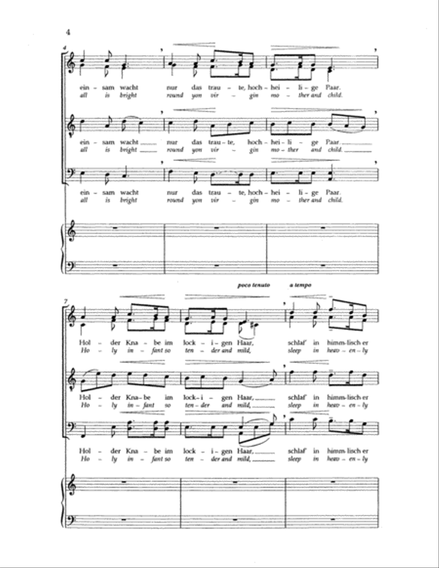 Silent Night (Stille Nacht/Noche de Paz) 4-Part scores gallery preview page 3