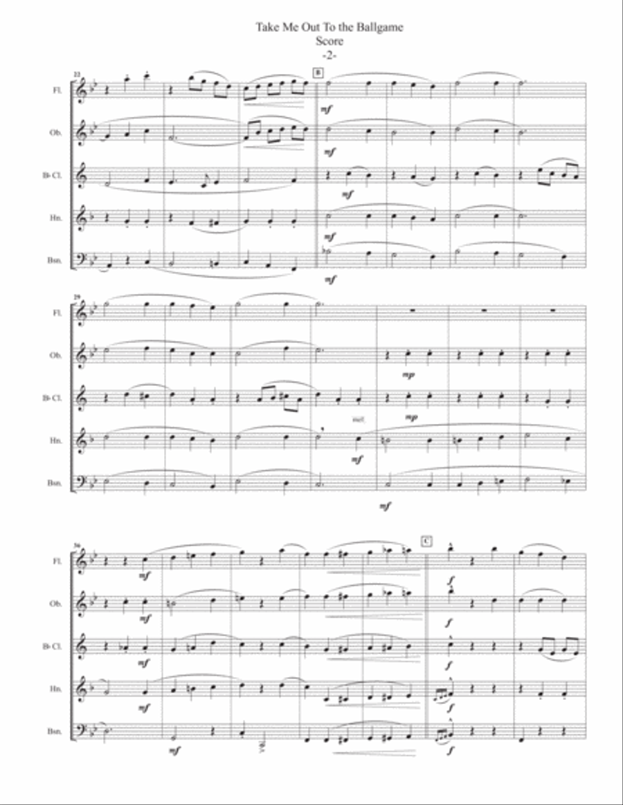 Take Me Out To The Ball Game for Woodwind Quintet Woodwind Quintet scores gallery preview page 2