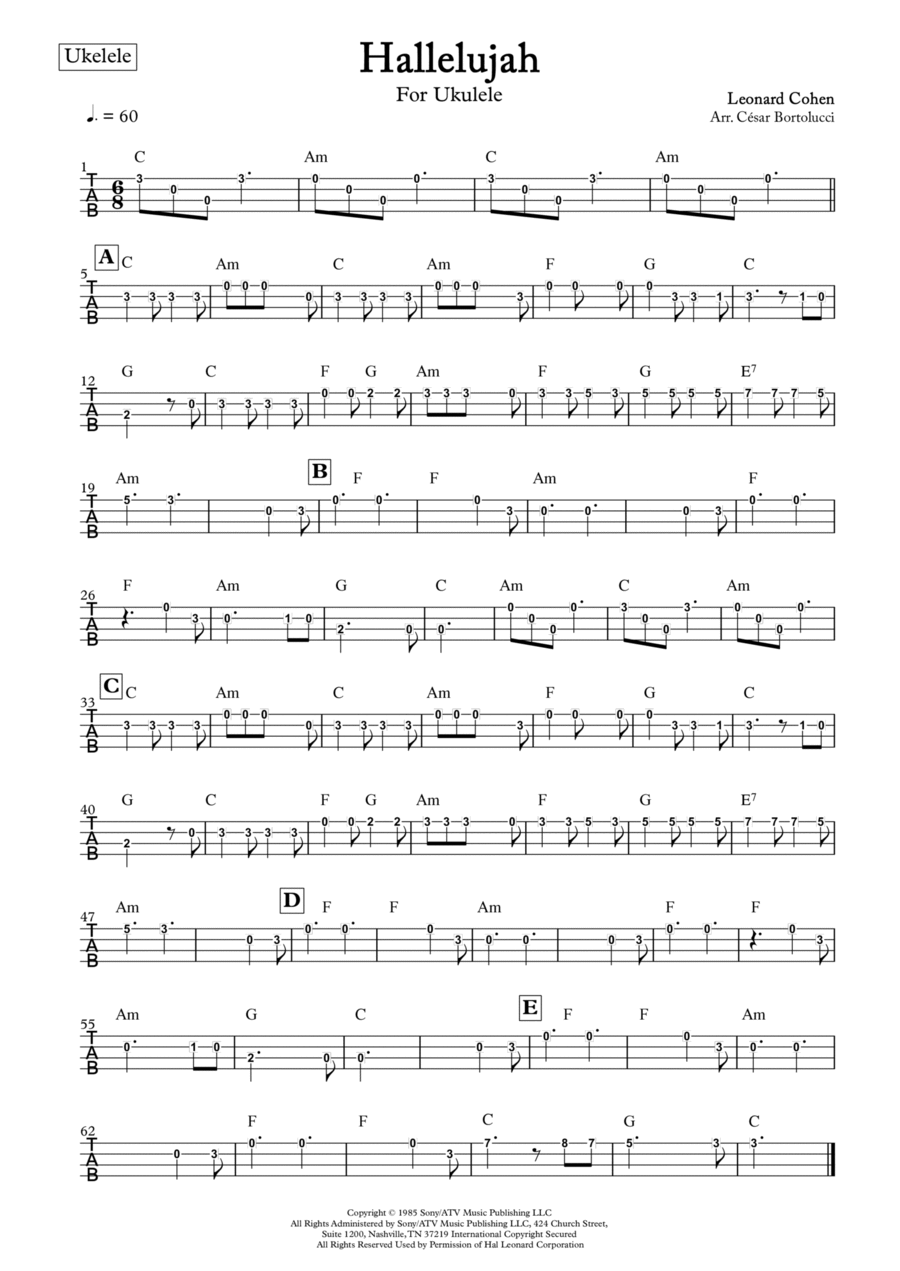Hallelujah Guitar scores gallery preview page 1