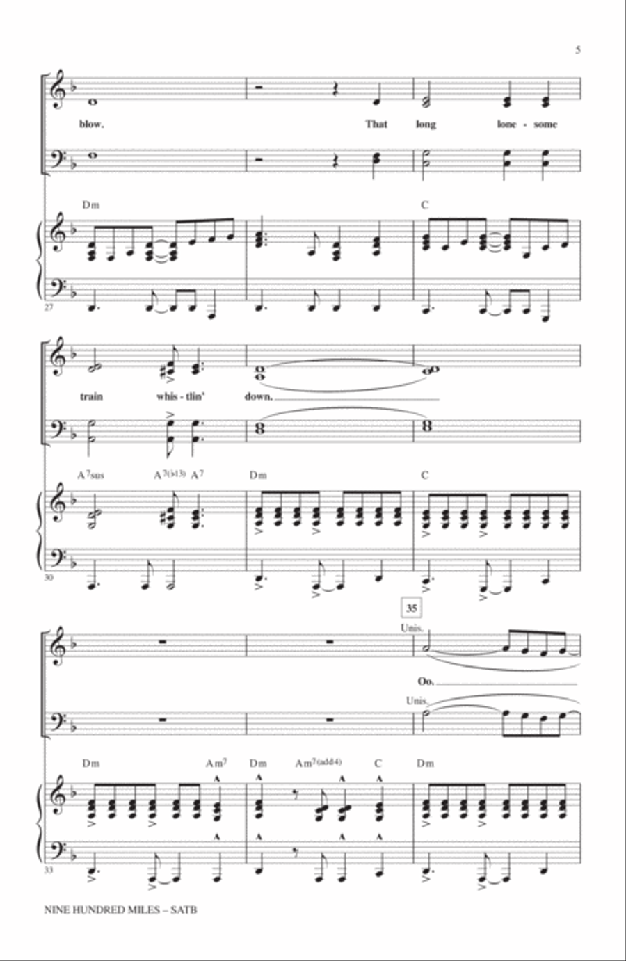 Nine Hundred Miles Nine Hundred Miles 4-Part scores gallery preview page 4
