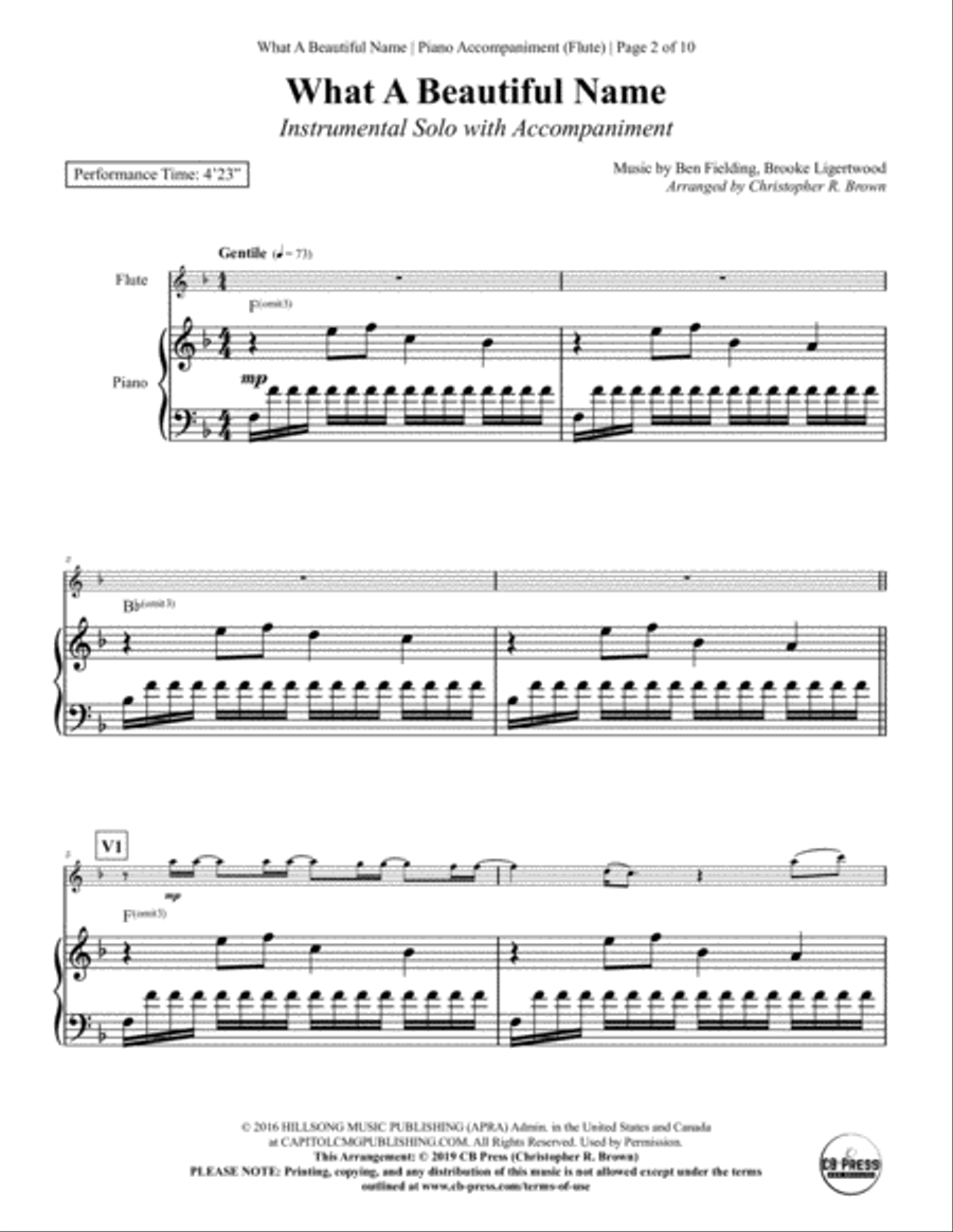 What A Beautiful Name Flute Solo scores gallery preview page 2