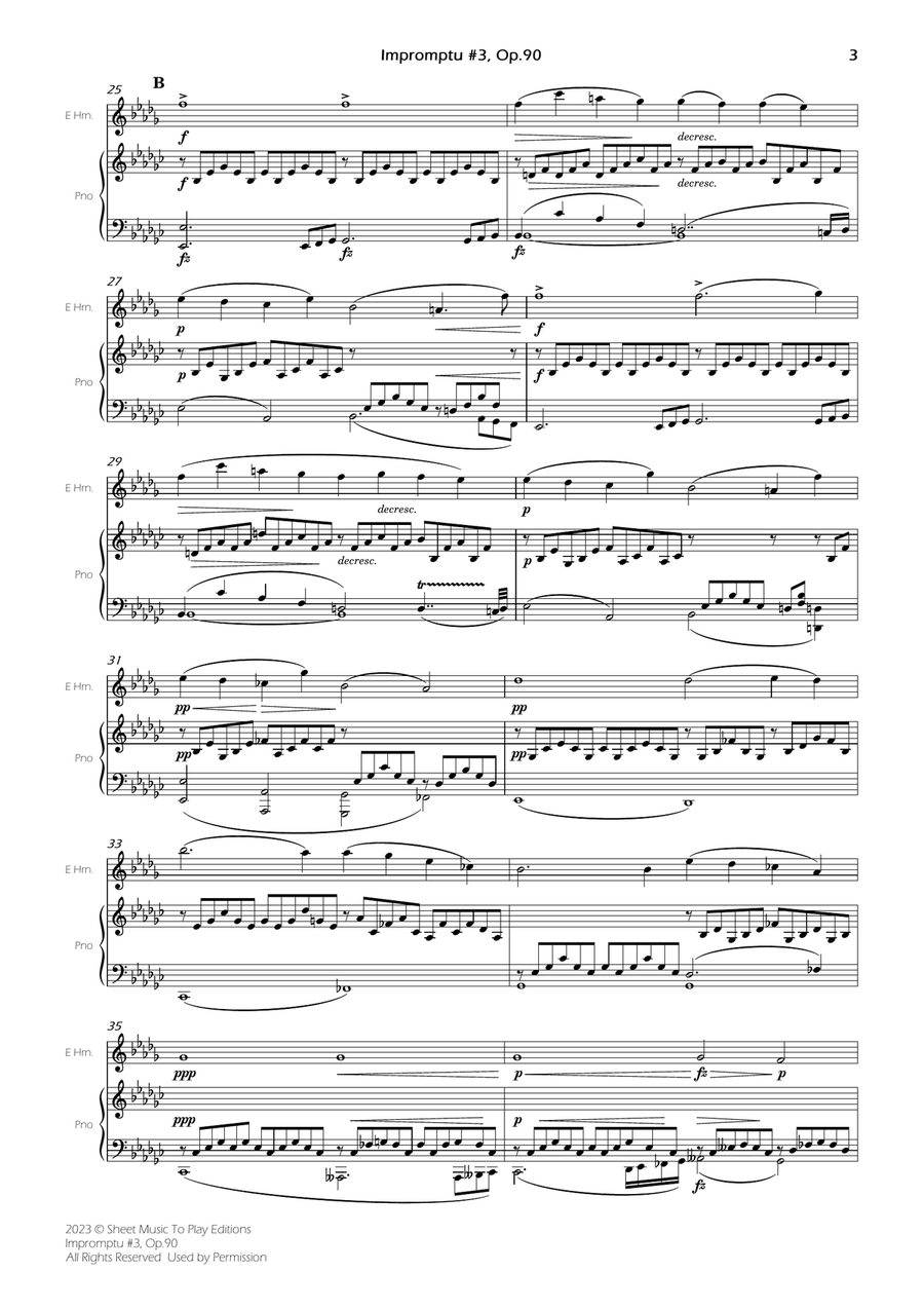 Impromptu No.3, Op.90 - English Horn and Piano (Full Score and Parts) English Horn scores gallery preview page 5
