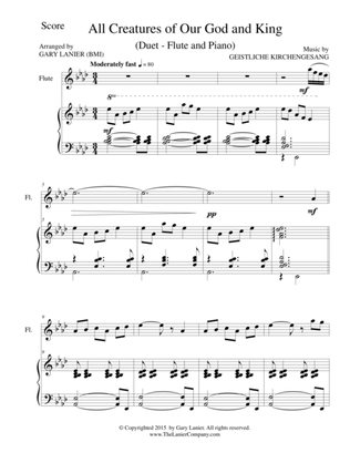 ALL CREATURES OF OUR GOD AND KING (Duet – Flute and Piano/Score and Parts)