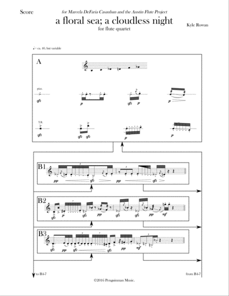 A floral sea; a cloudless night Woodwind Quartet scores gallery preview page 3
