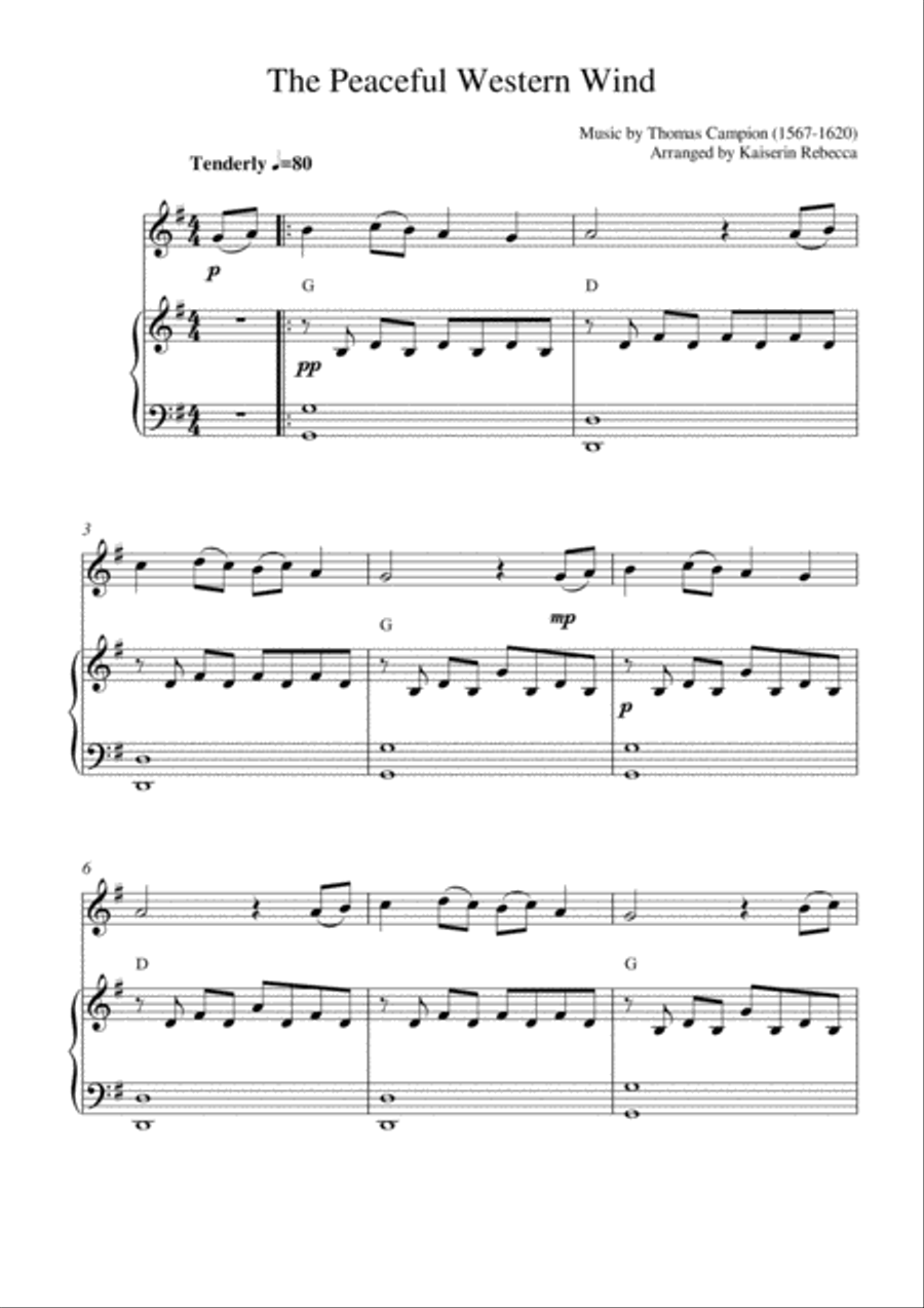 The Peaceful Western Wind Piano scores gallery preview page 1