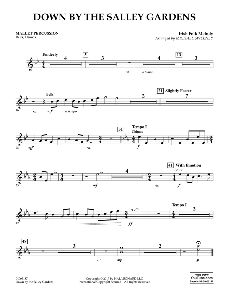 Down by the Salley Gardens - Mallet Percussion Concert Band scores gallery preview page 1