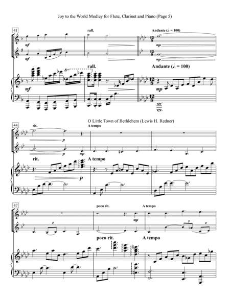 Joy to the World Medley for Flute, Clarinet and Piano image number null
