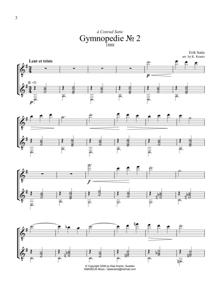 Gymnopedie (1,2,3) and Gnossienne (1,2,3+5) for classical guitar duet image number null