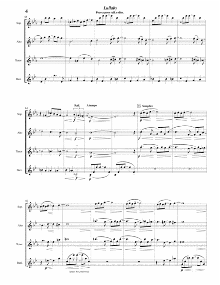 Lullaby for String Quartet (SATB Saxophone Quartet arrangement) Woodwind Ensemble scores gallery preview page 6