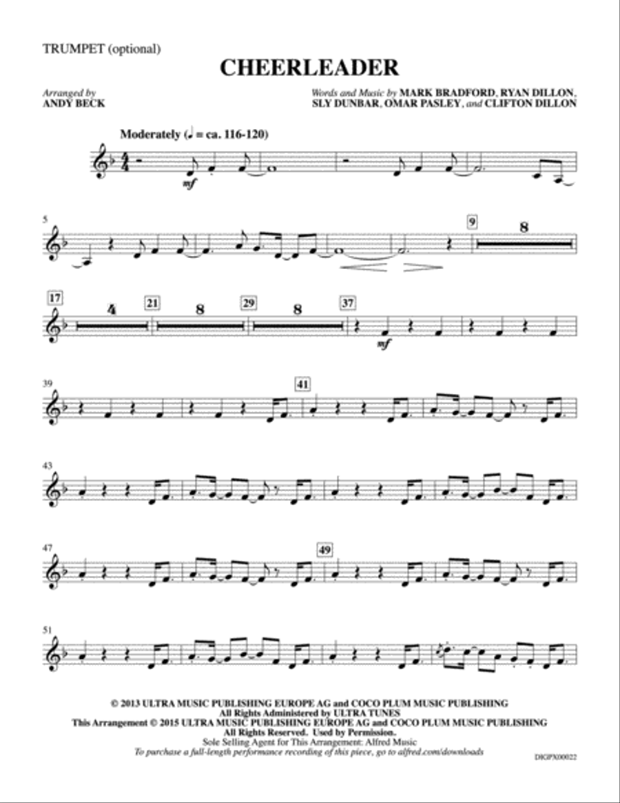 Cheerleader: Trumpet Trumpet scores gallery preview page 1