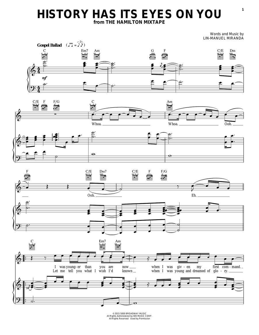 History Has Its Eyes On You Piano, Vocal, Guitar scores gallery preview page 1