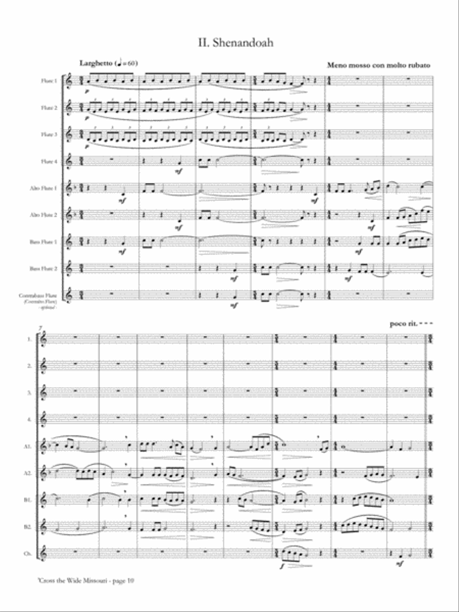 Cross the Wide Missouri for Flute Choir Flute Choir scores gallery preview page 4