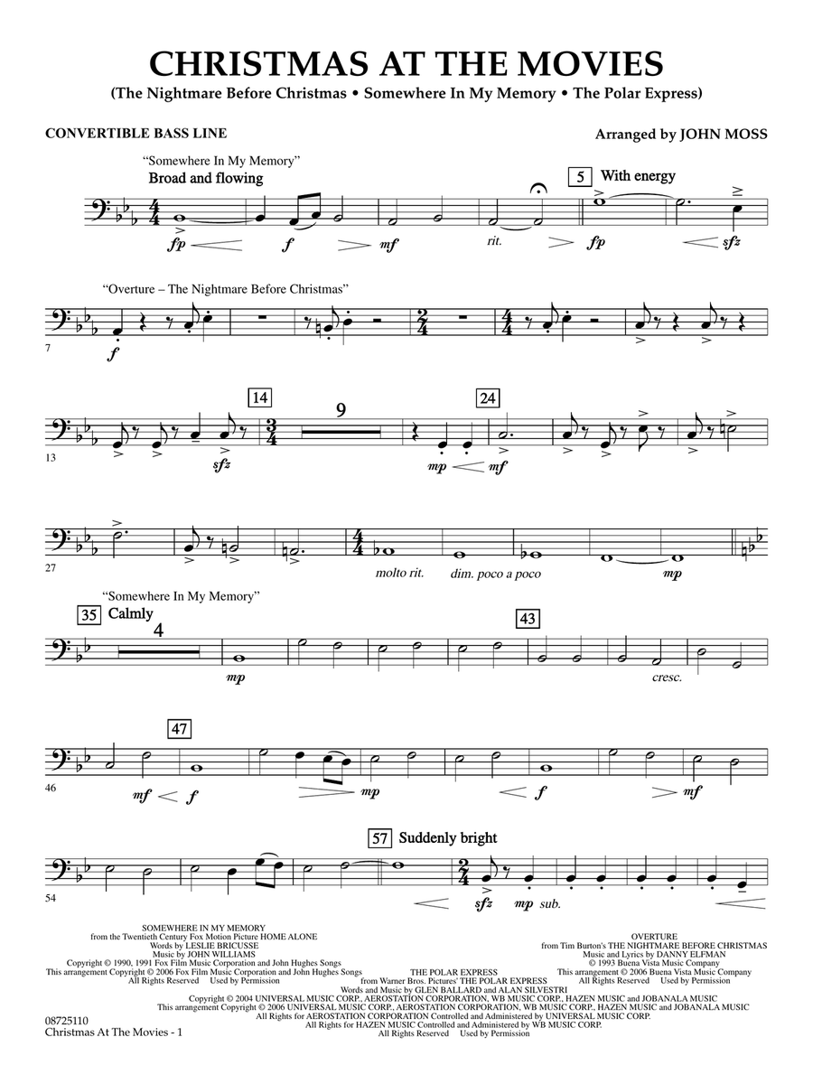 Christmas at the Movies - Convertible Bass Line Concert Band scores gallery preview page 1