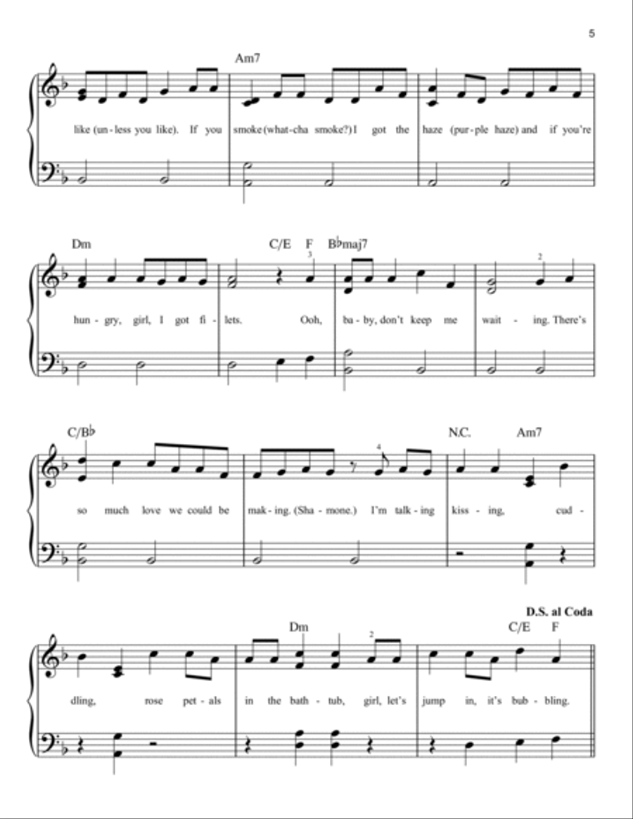 Leave The Door Open Easy Piano scores gallery preview page 5