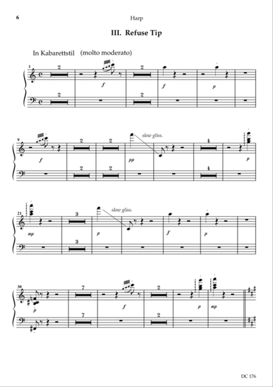 Ecocycle - harp part and vocal score cued with 1st violin Small Ensemble scores gallery preview page 6
