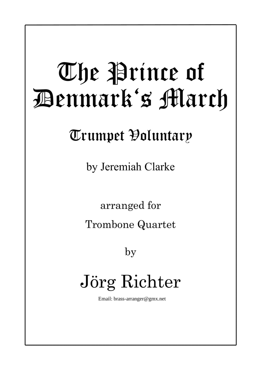 The Prince of Denmark's March (Trumpet Voluntary) for Trombone Quartet (B flat major) Brass Quartet scores gallery preview page 1