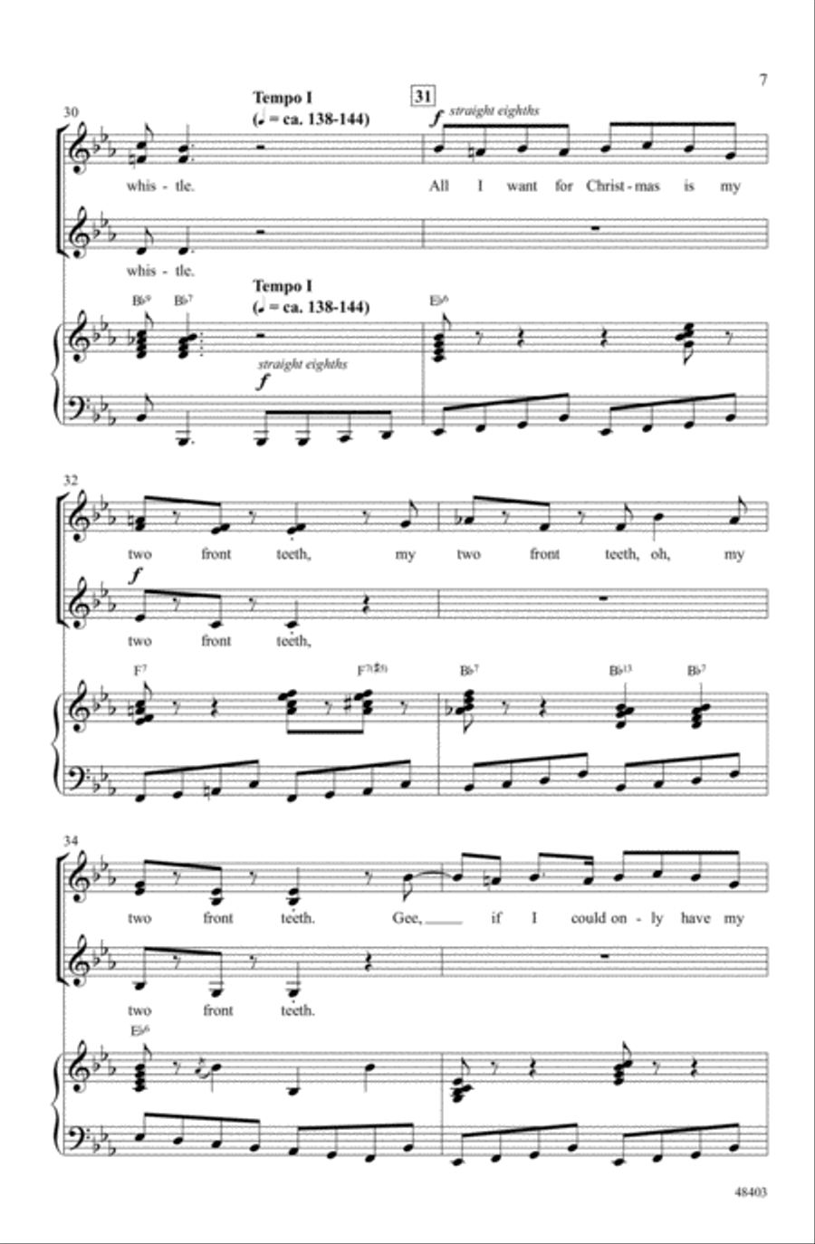 All I Want for Christmas Is My Two Front Teeth Choir scores gallery preview page 6